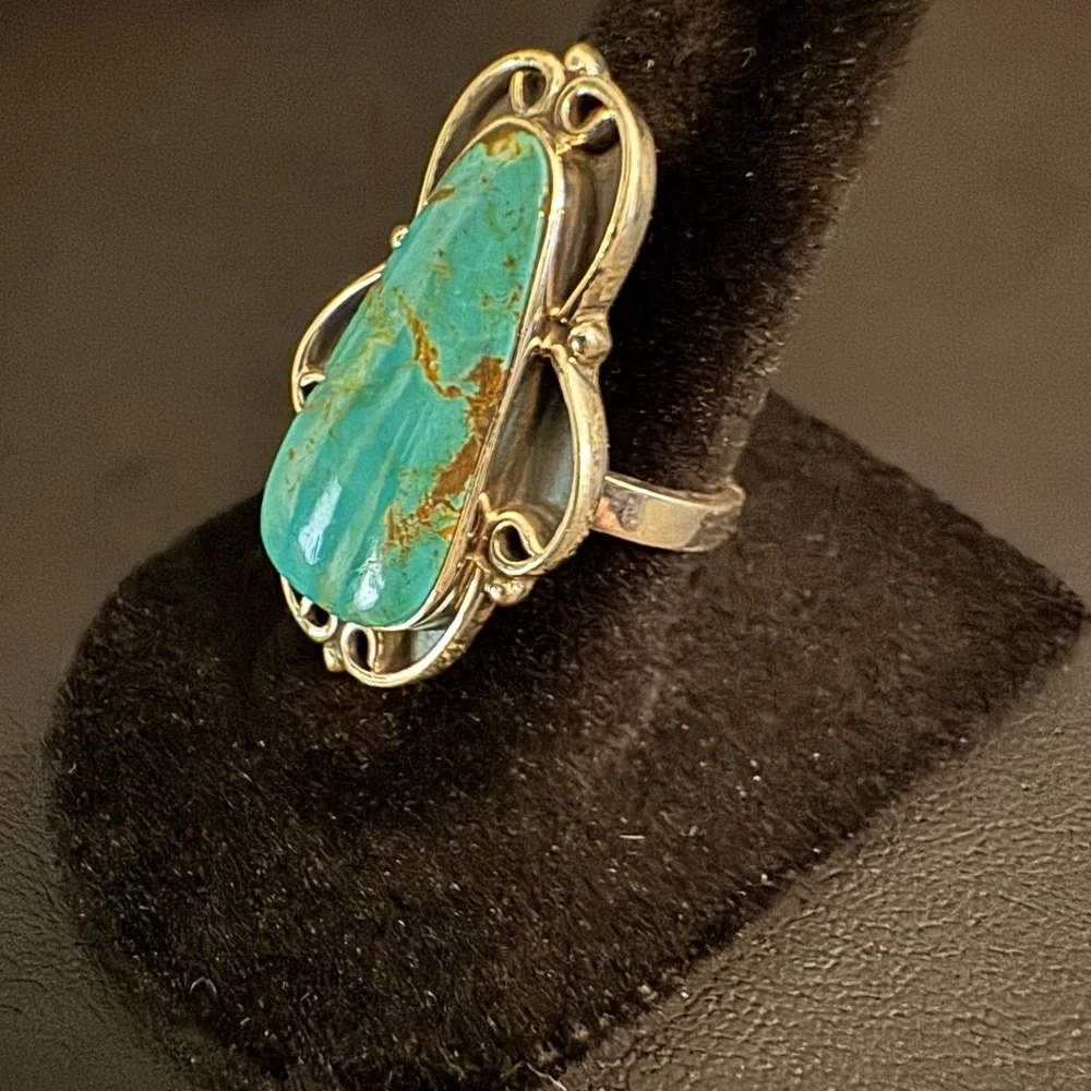 Genuine Turquoise and Sterling Silver‎ Ring